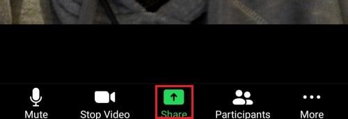 Sharing screen button in Android Zoom app