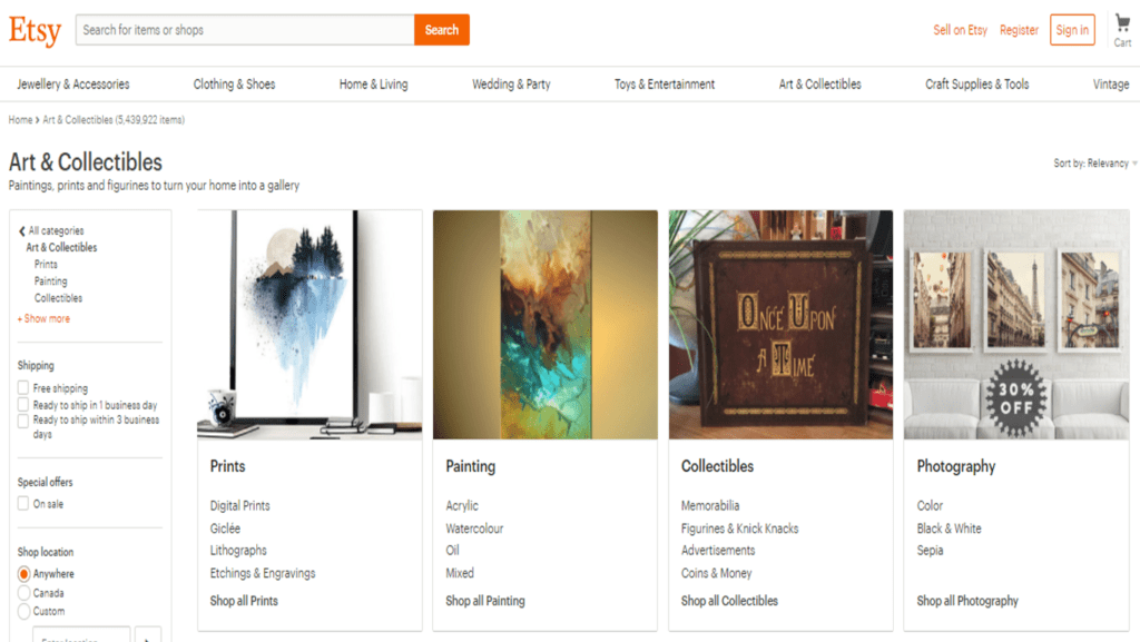 Etsy website