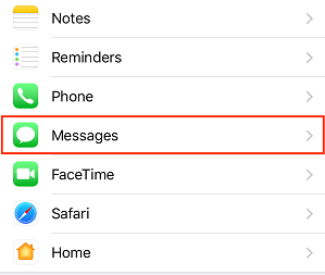 Message settings menu
