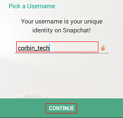 Choose Snapchat username