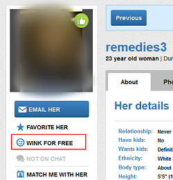 Send a wink to a Match.com user