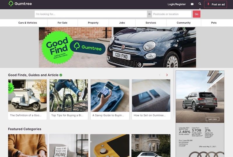 Gumtree homepage