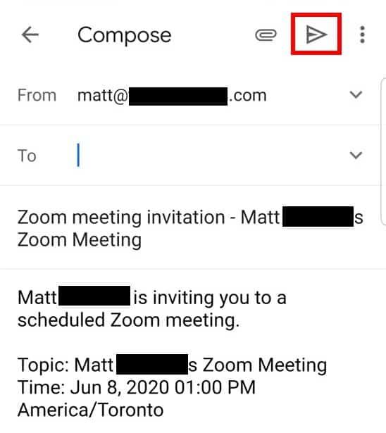 Android app Google Calendar invite participants email