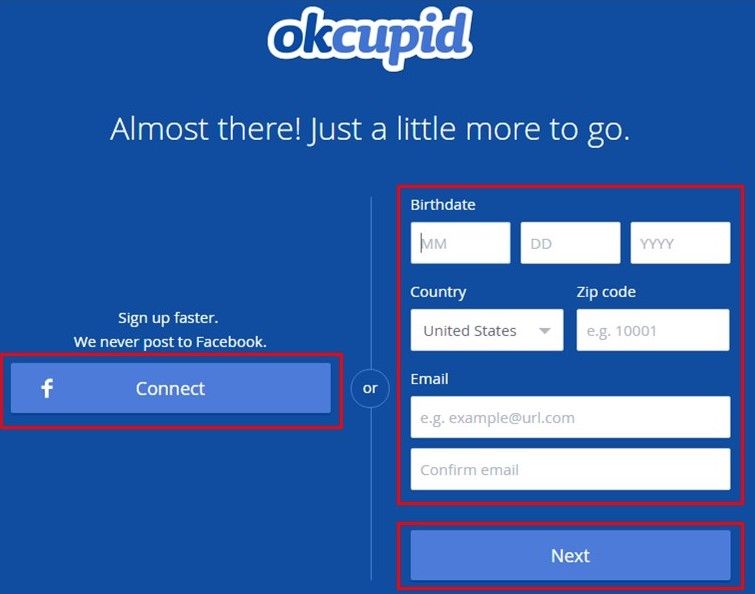 Sign up for OkCupid