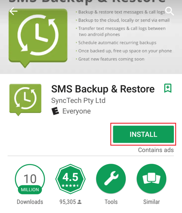 Installing the SMS Backup & Restore app