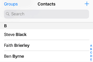 iPhone Contacts list