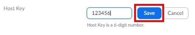 Enter host key save button