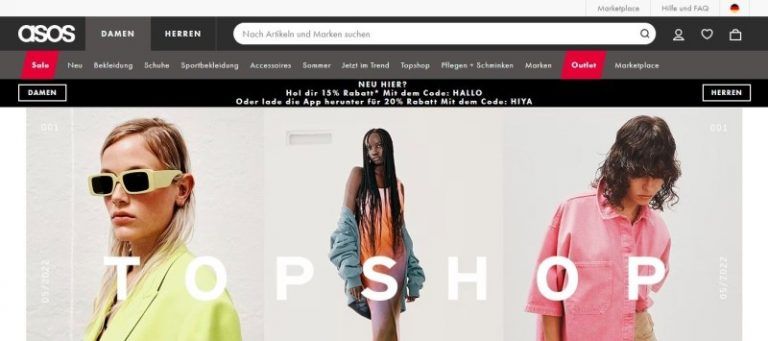 ASOS Germany homepage