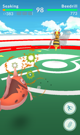 A battle at a Pokémon Go Gym