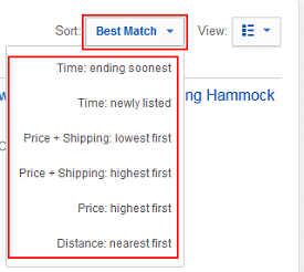 Use the drop-down menu to sort your search results