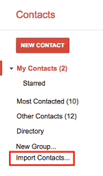 Importing contacts to Google account