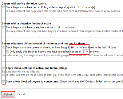Select Buyer Requirements