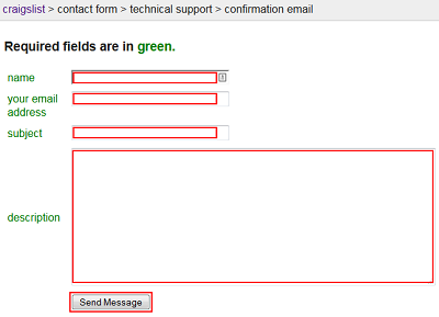 Craigslist contact form