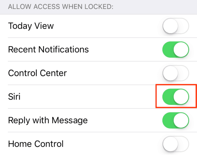 Turning off Siri function when your iOS device is locked