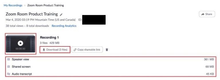 Viewing or downloading a Zoom meeting cloud recording