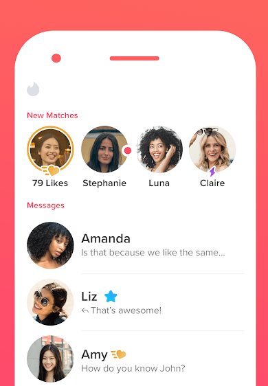 Example of the Tinder app