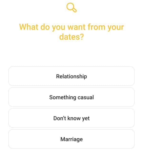 Relationship target options in Bumble