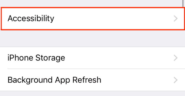 Opening your iOS device's accessibility settings