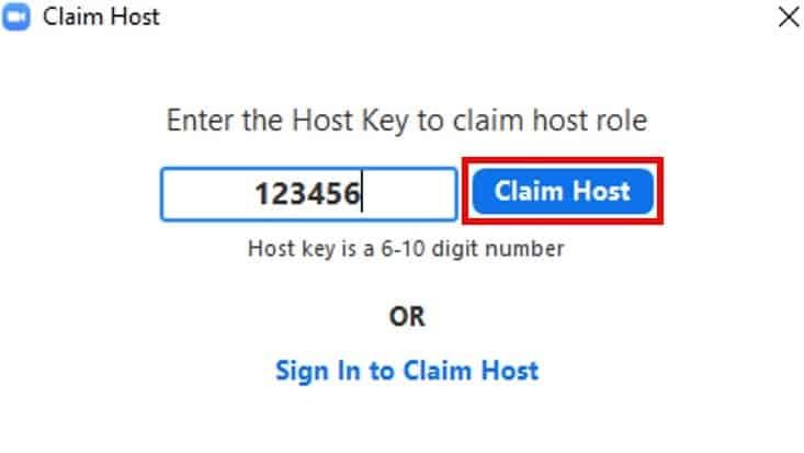 Claiming host confirmation button