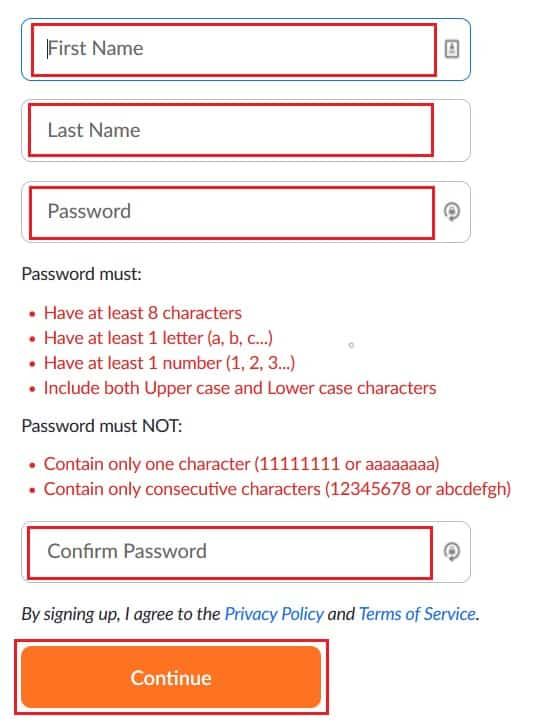 Input account information