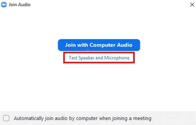 Test speaker and microphone button