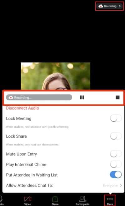 How to pause, resume, or stop a Zoom meeting recording on an Android device