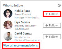 Homepage follower recommendations