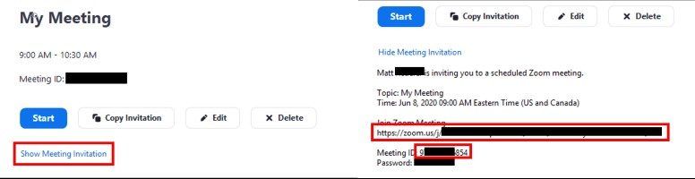 Zoom meeting invitation details with meeting link