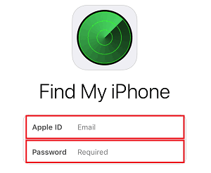 Find My iPhone sign in screen