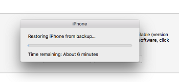 iPhone restoring from backup screen