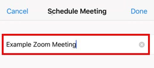 iOS schedule meeting with title input