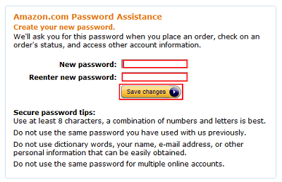 Choose new Amazon password