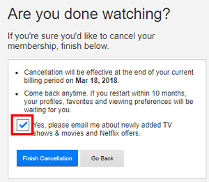Option to receive Netflix updates