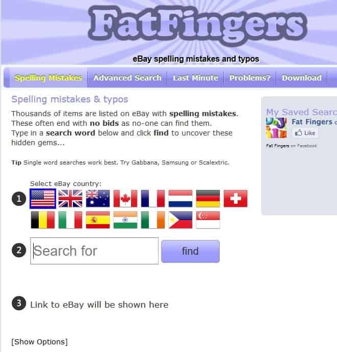 Screenshot of the website FatFingers