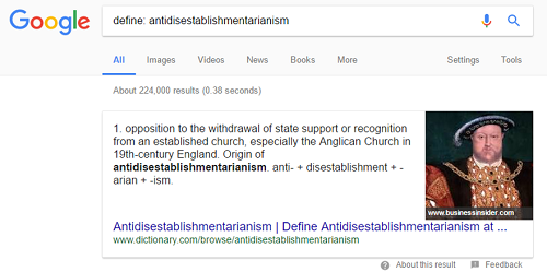 Definitions in a Google search