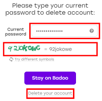 Final Badoo delete account screen