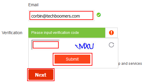Entering your email address and verifying your AliExpress account