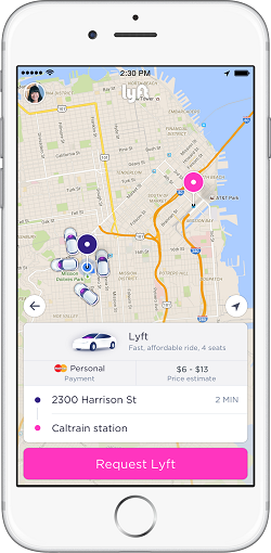 Request a ride with Lyft