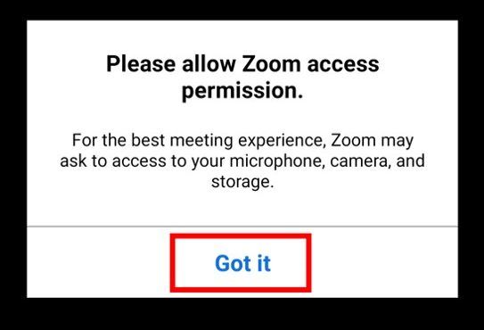 Enable permission to access microphone, camera, and storage screen