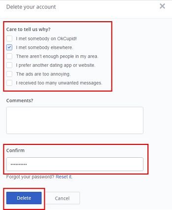 Click to permanently delete your OkCupid account