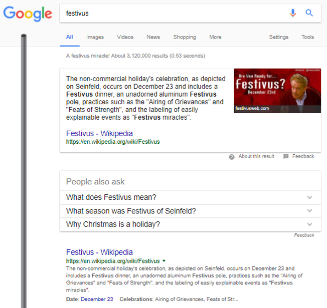 Seinfeld Google search results