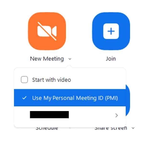 Use Personal Meeting ID button
