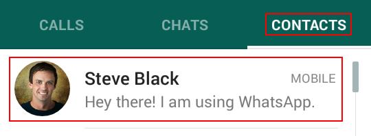 Starting a chat with a WhatsApp contact