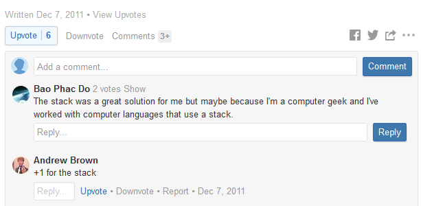 Tools for discussing answers on Quora
