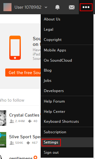 Access your SoundCloud settings