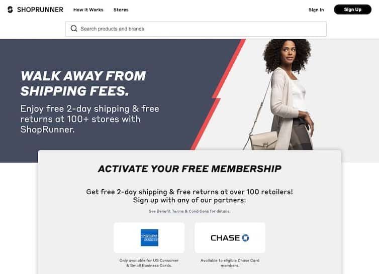 ShopRunner homepage