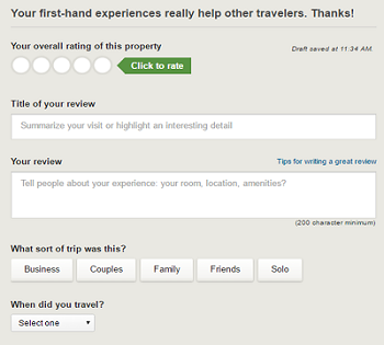 Add reviews of your own stays at properties to help other TripAdvisor travelers