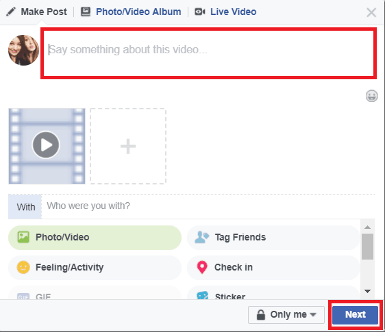 Add details to your post and share your GIF as a video