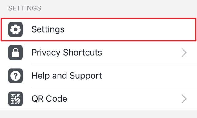 Accessing settings on the Facebook mobile app