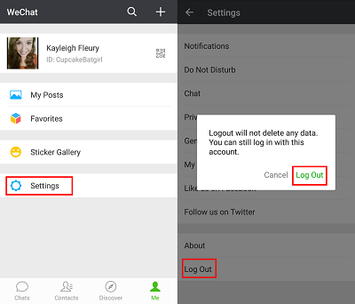 Log out of WeChat